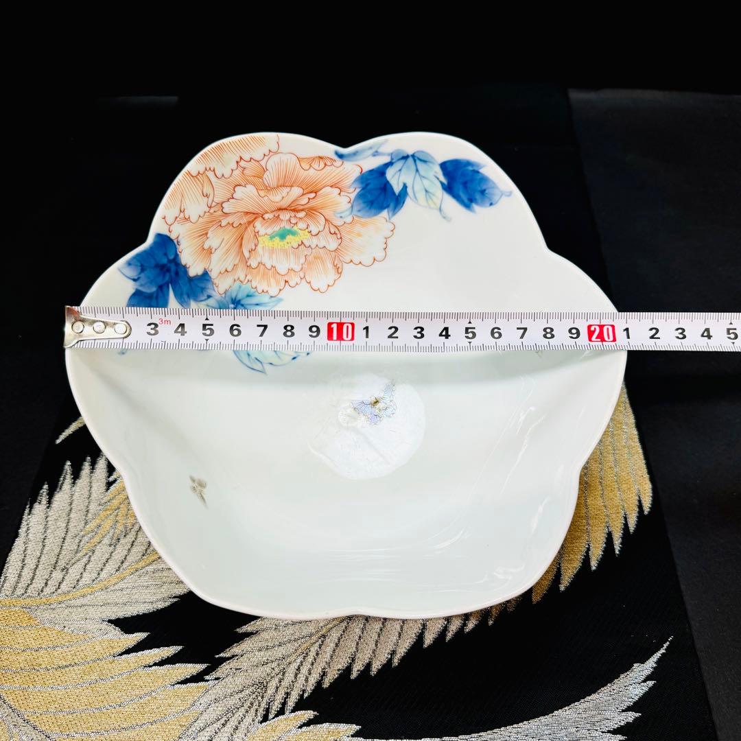 希少オールド　有田焼　深川製磁　宮内庁御用達　牡丹絵輪花　大碗　鉢　 1客　昭和