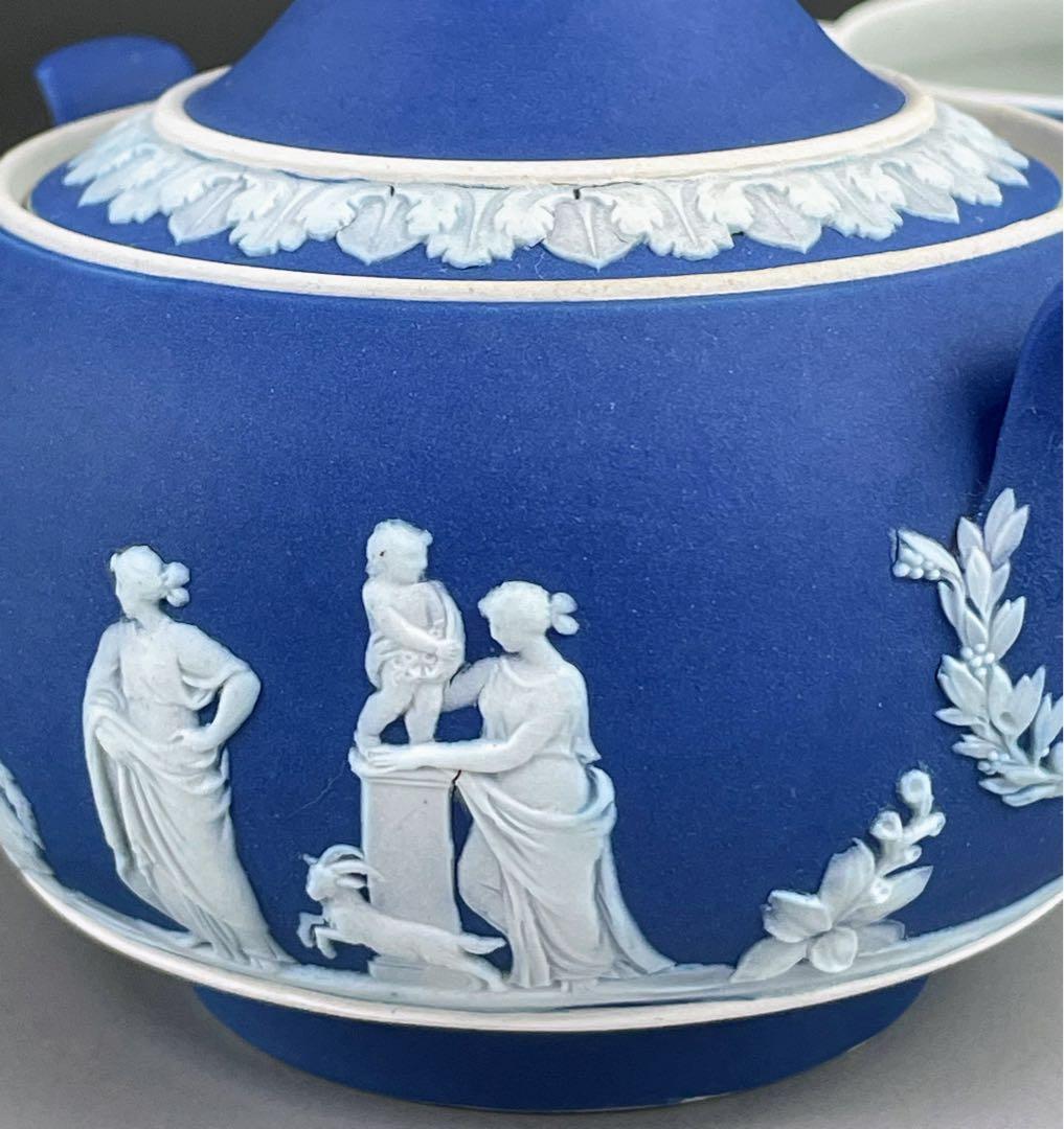 希少 アンティーク ウェッジウッド ジャスパーウェア シュガーボウル クリーマー