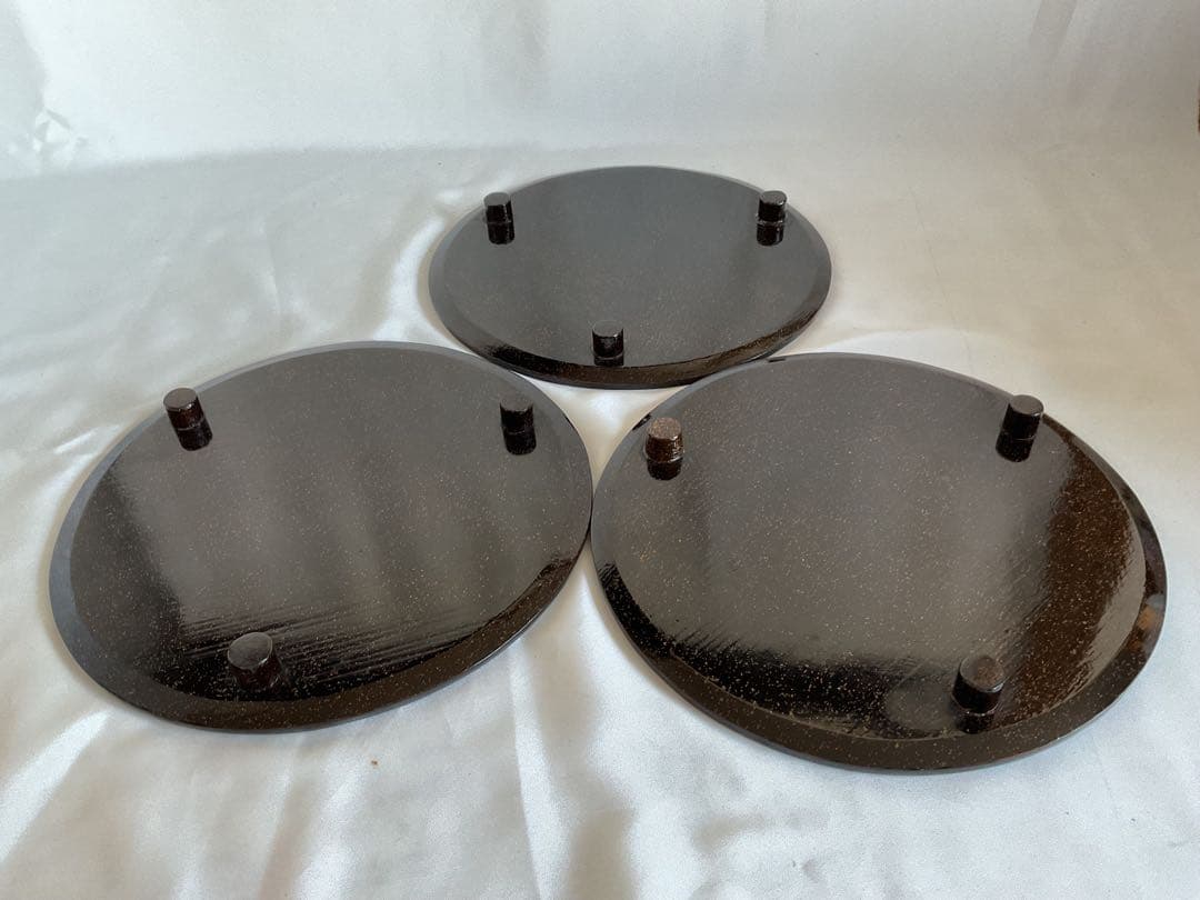 古い「金・銀泥と貝螺鈿の銘各盆5客」/光琳蒔絵