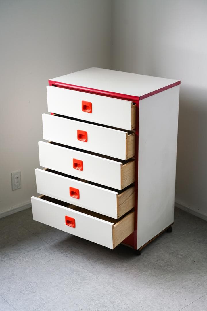 ヴィンテージ 5段チェスト/収納 キャスター付 スペースエイジ レトロポップ