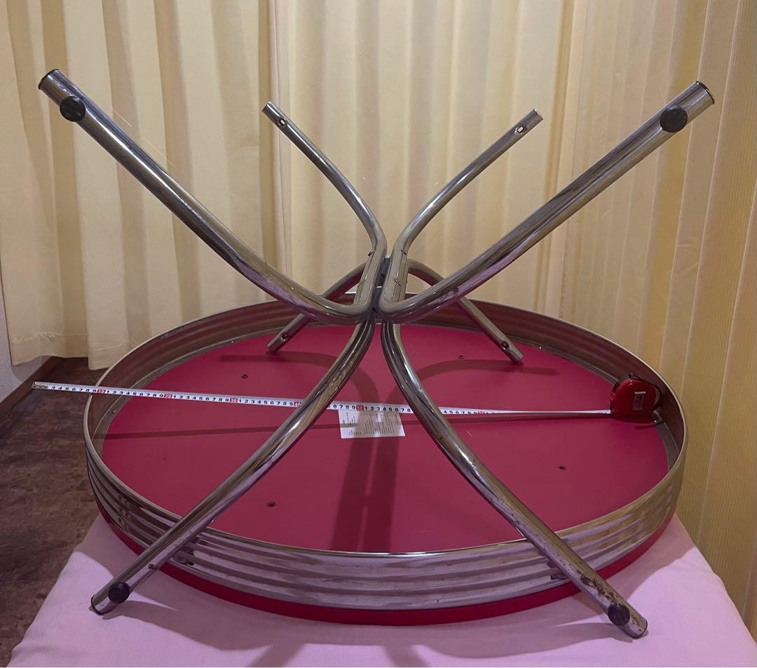 赤色アメリカンレトロ丸型ダイニングテーブルused美品91×91×72cm錆あり