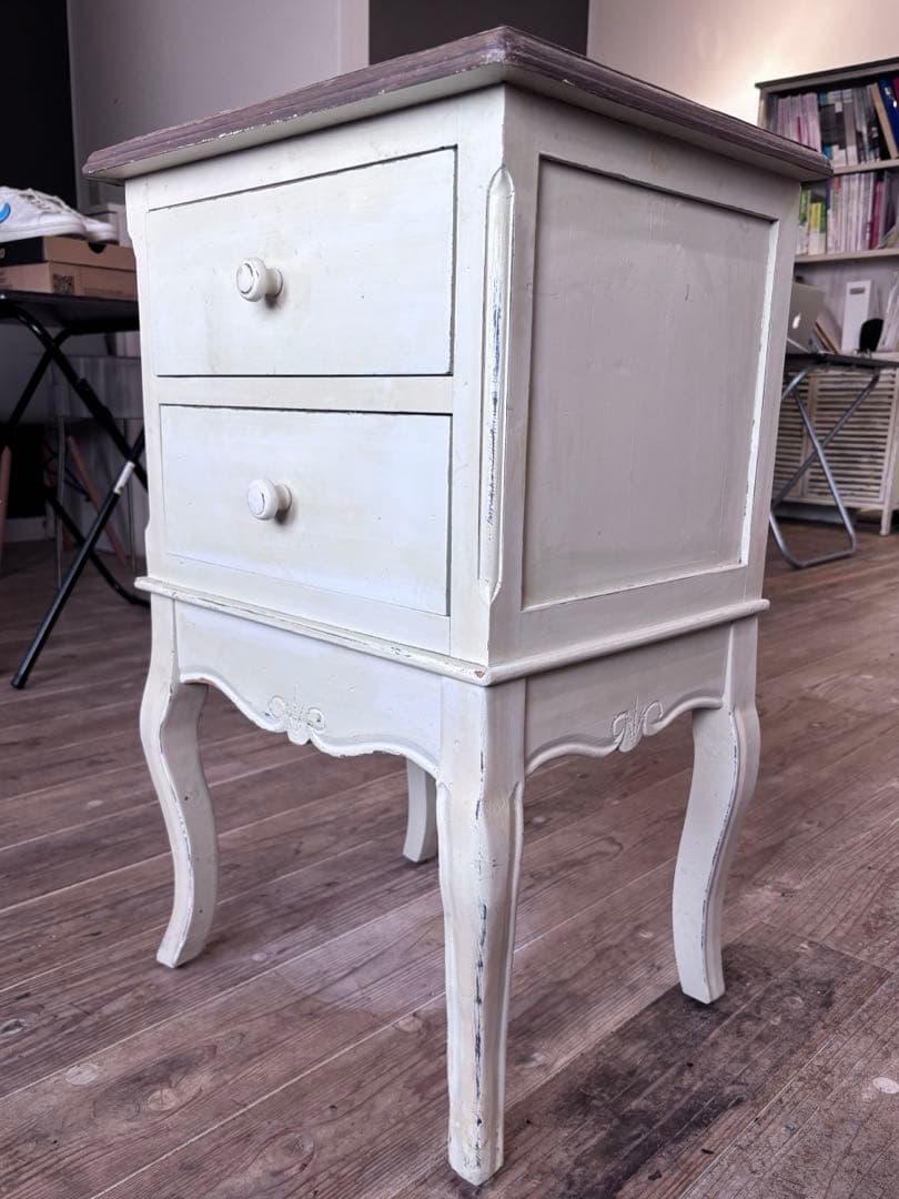 アンティーク木製チェスト 2引き出し サイドチェスト