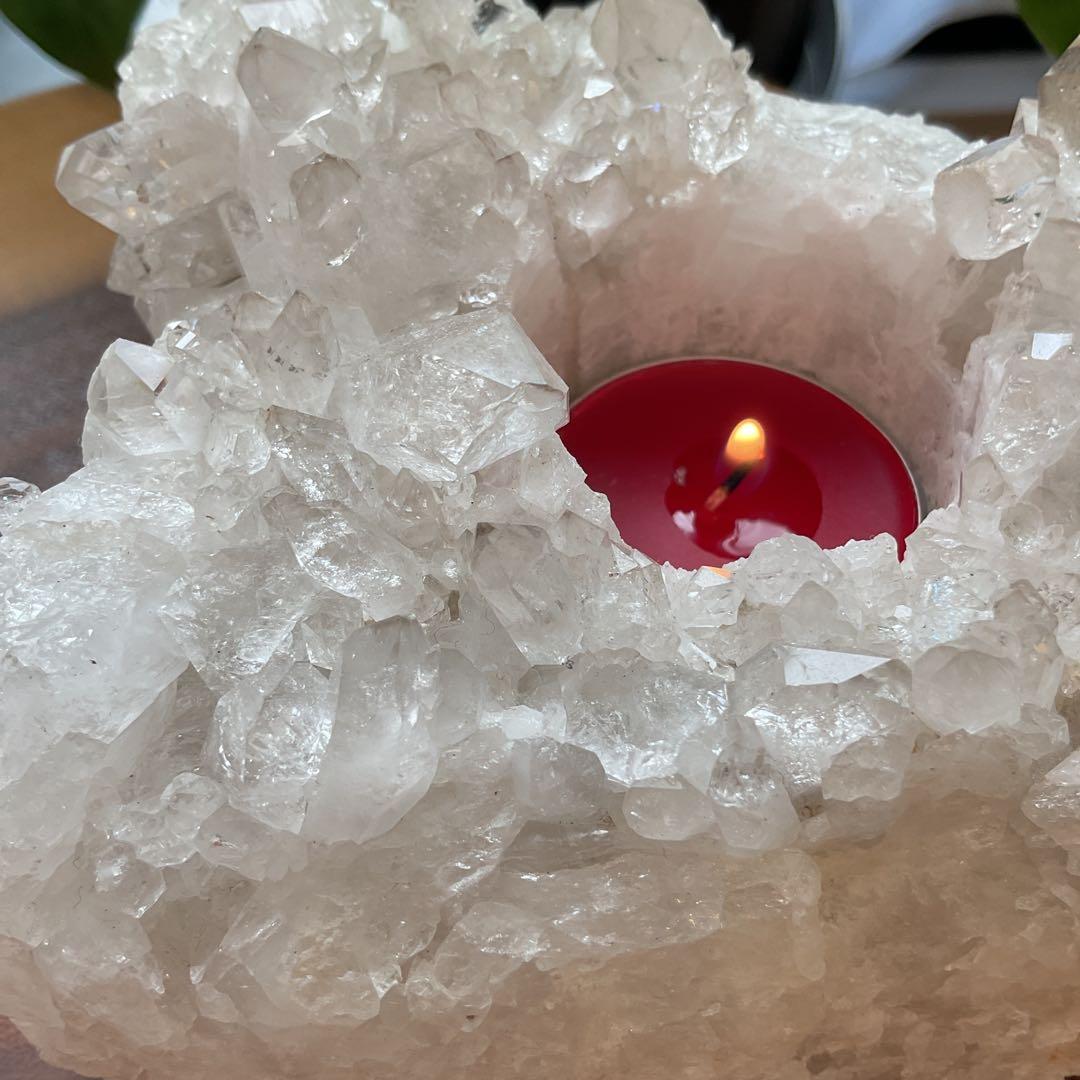 水晶 クラスター キャンドルホルダー 天然石 原石 パワーストーン