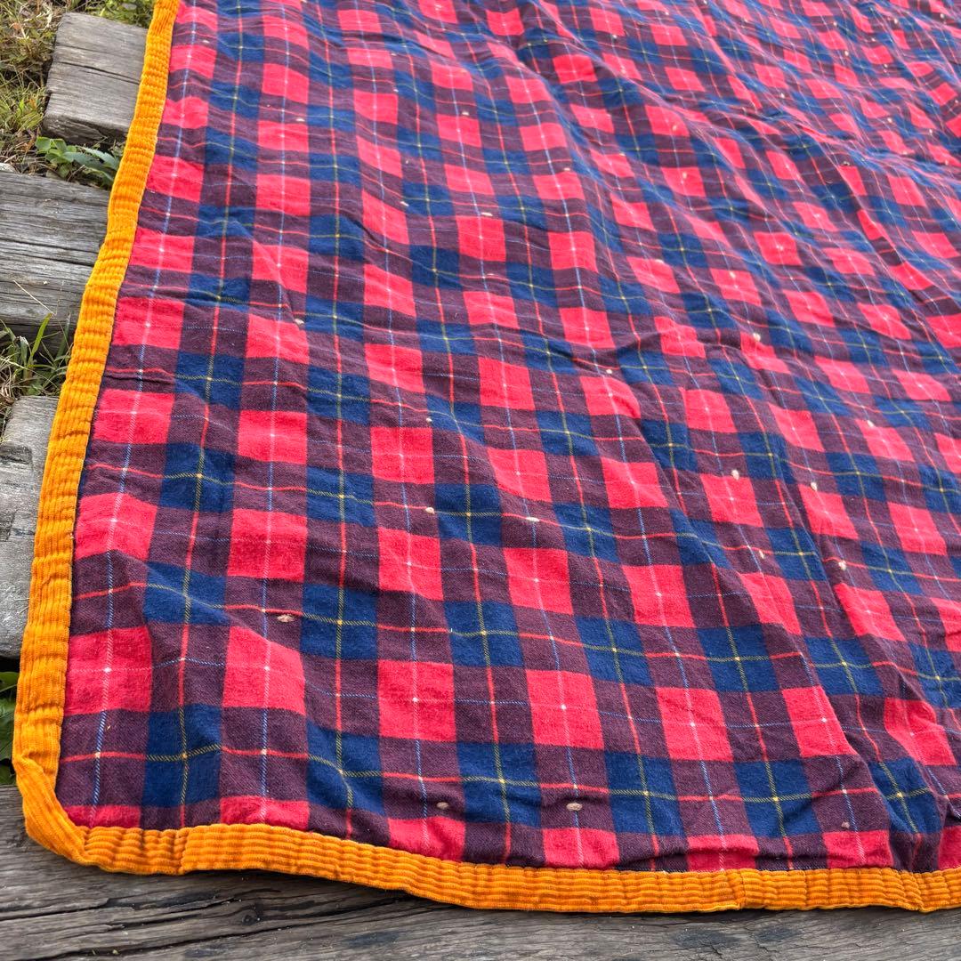 【USA Vintage】パッチワーク 布 ブランケット キルト ラグ