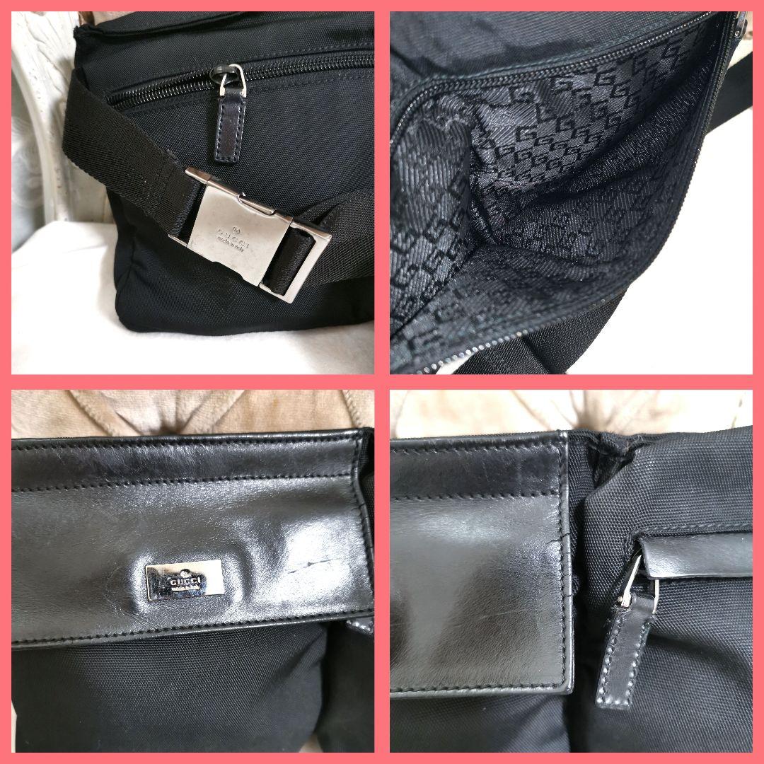【良品】GUCCIグッチ ボディバッグ 黒 斜めがけショルダーバッグGG鑑定済!