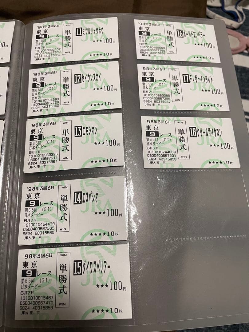 ゔ*す様 98年　日本ダービー　現地馬券18頭