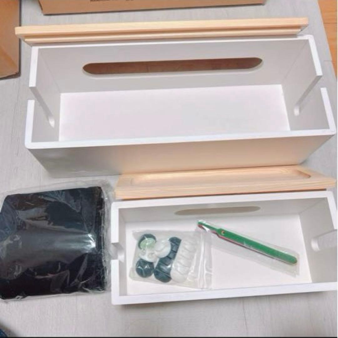 NATURE SUPPLIES｜木製ケーブル収納ボックス ホワイト　2個セット