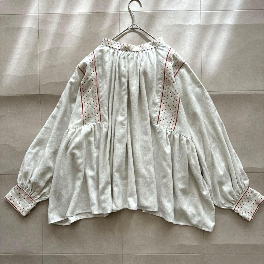 極美品 完売品 ツムグ♡コットン ビエラトップ 起毛 刺繍 2way ブラウス