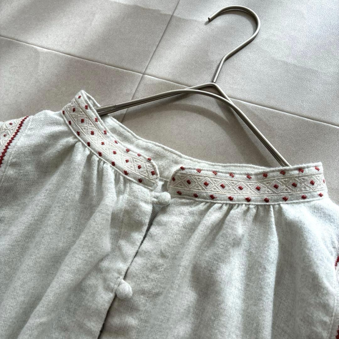 極美品 完売品 ツムグ♡コットン ビエラトップ 起毛 刺繍 2way ブラウス