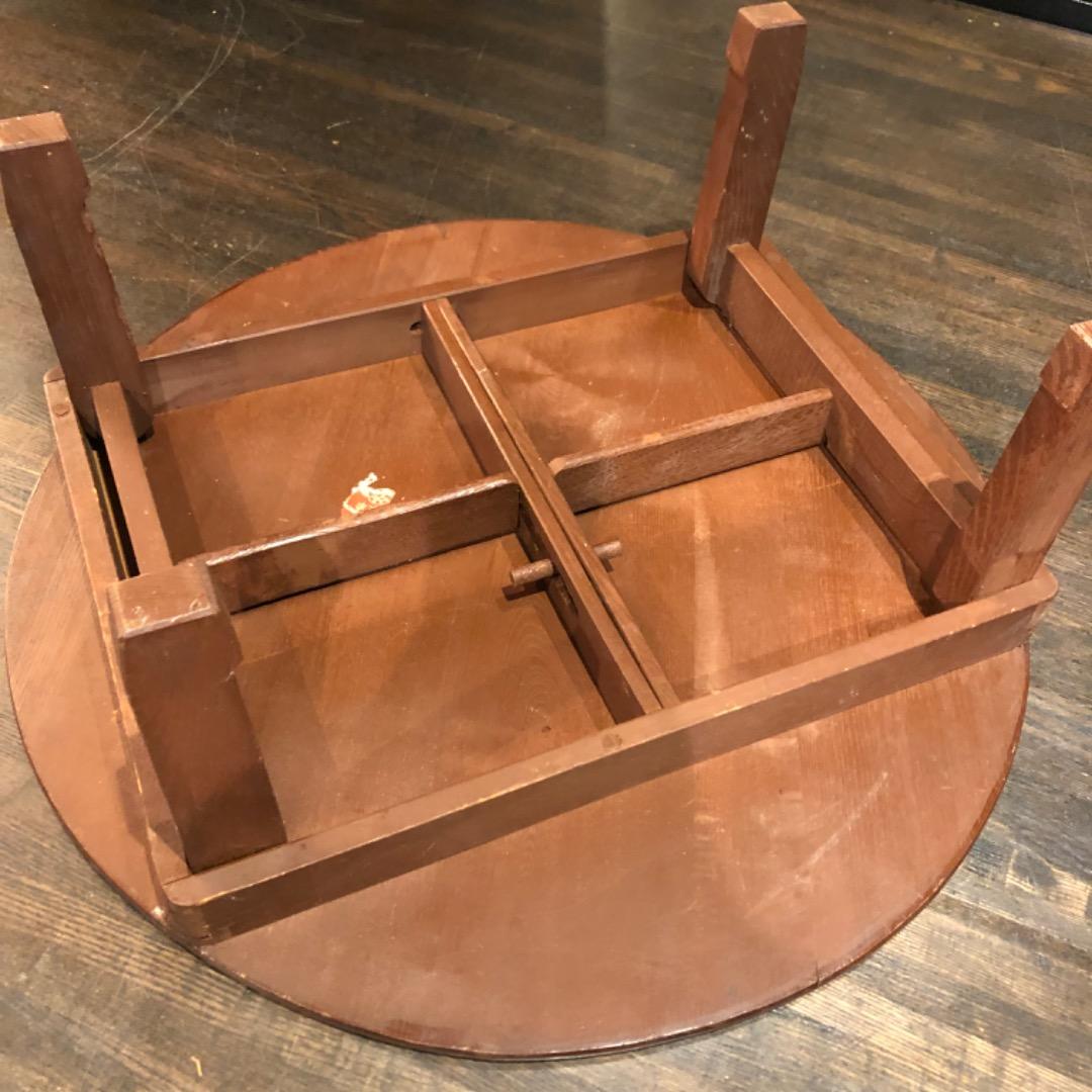 昭和レトロ　アンティーク　ちゃぶ台　折りたたみ式　木製　机　ローテーブル　丸