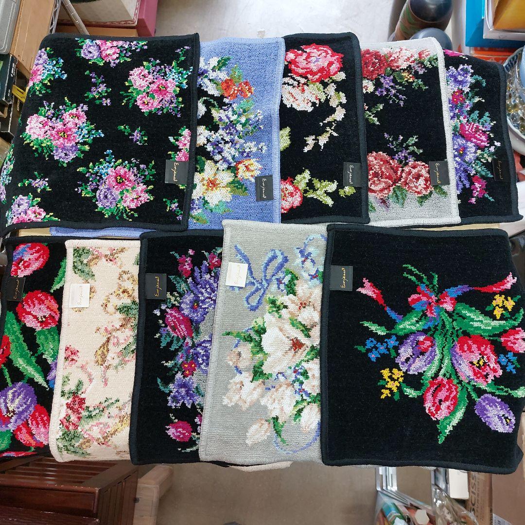 アーンジョー 花柄ハンカチ 10枚 枚 シェニール織 未使用 多少傷 汚れ有