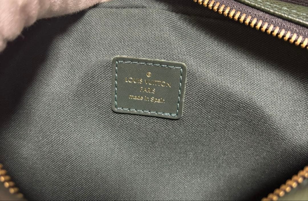 ルイヴィトン セカンドバッグ グリーン ゴールド金具