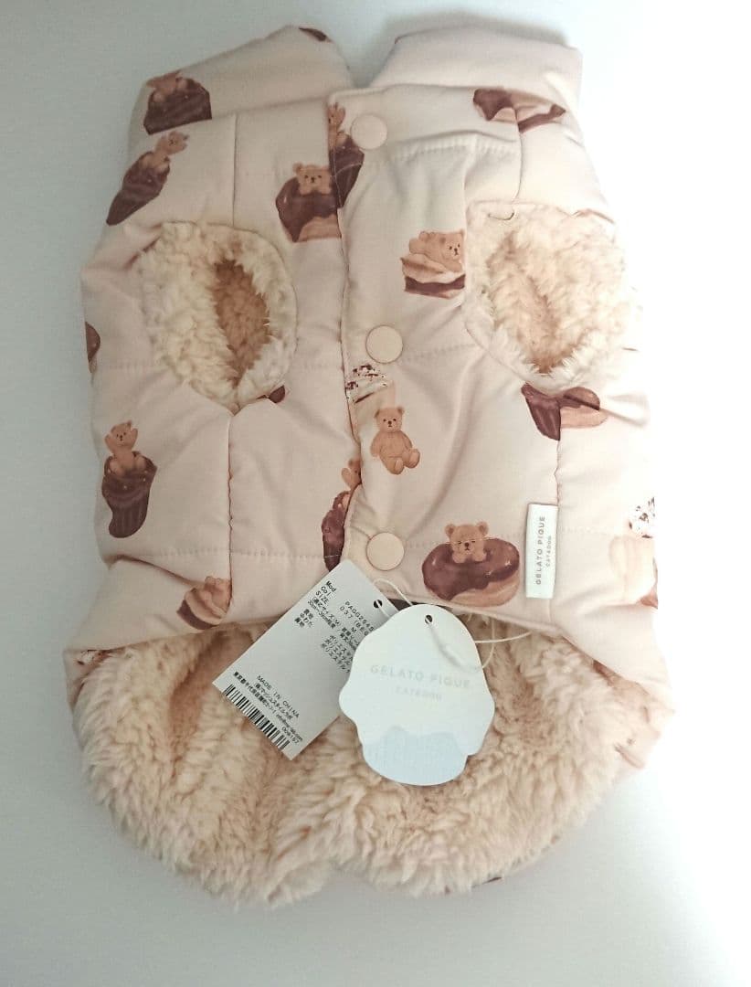 ジェラートピケ 中綿ベスト くま柄 サイズM