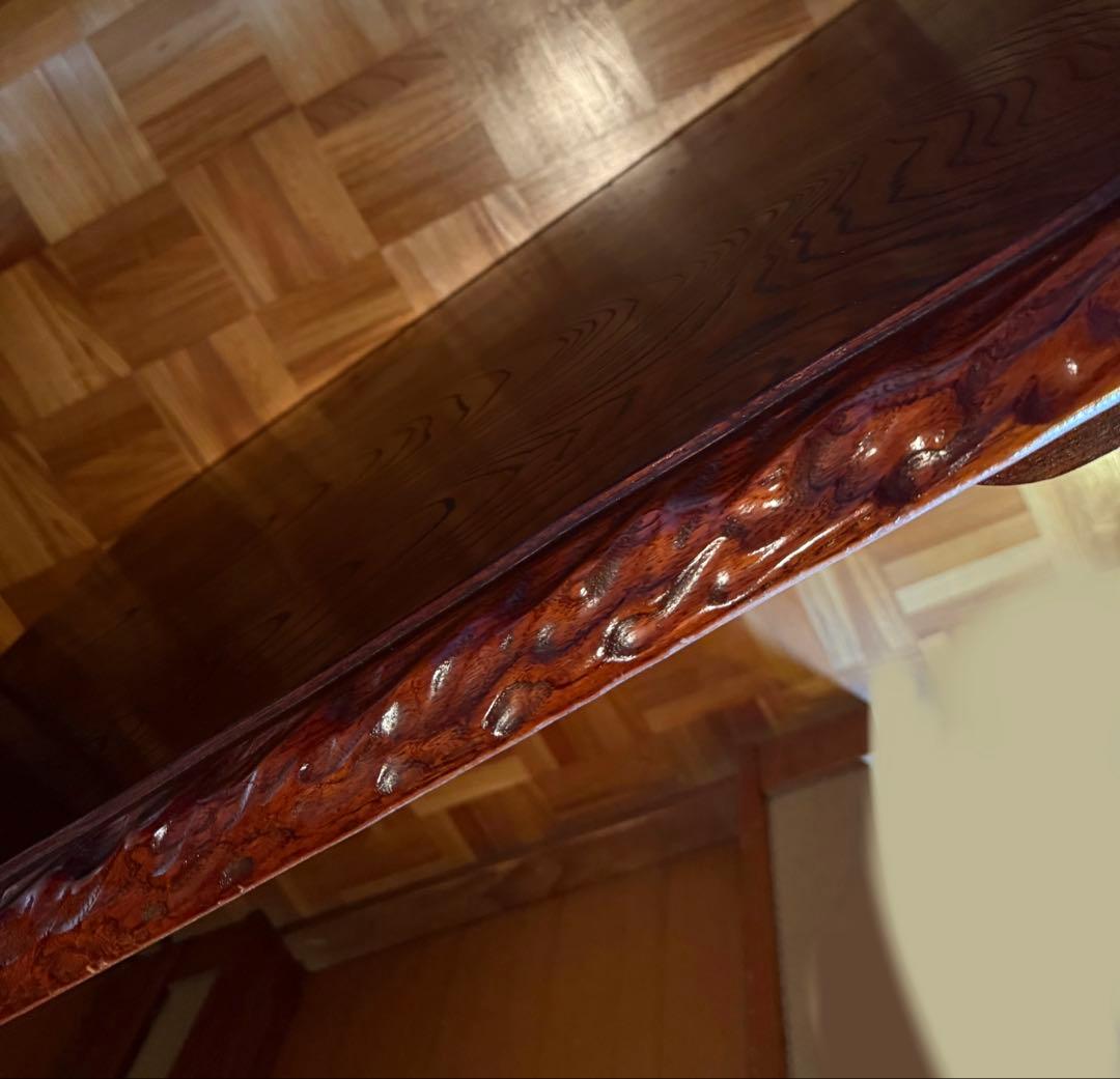 木製　折りたたみ　和机　ローテーブル　昭和レトロ 木彫　座卓　 古家具