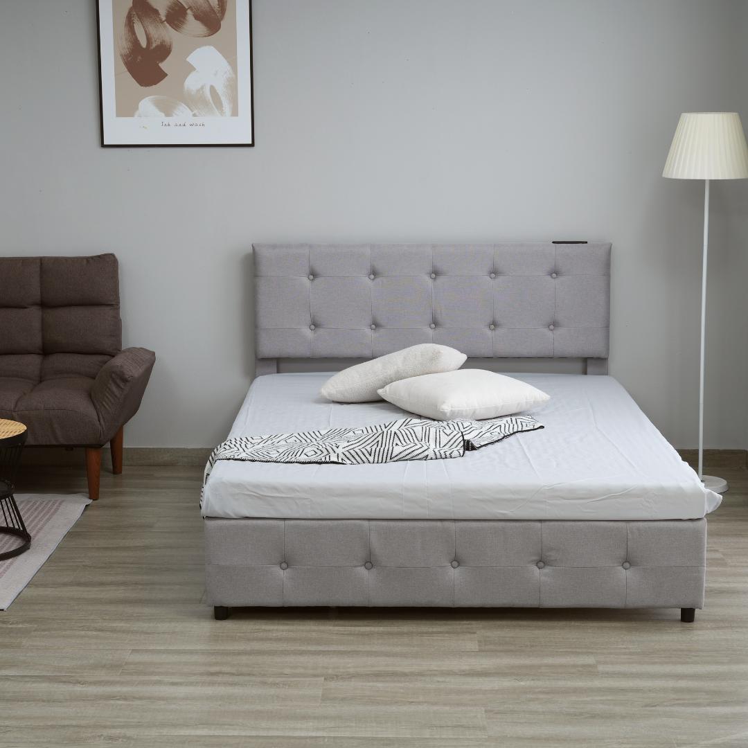 【D・ダブル】 ファブリックベッド ベッドフレーム 引き出し付き　2COLOR