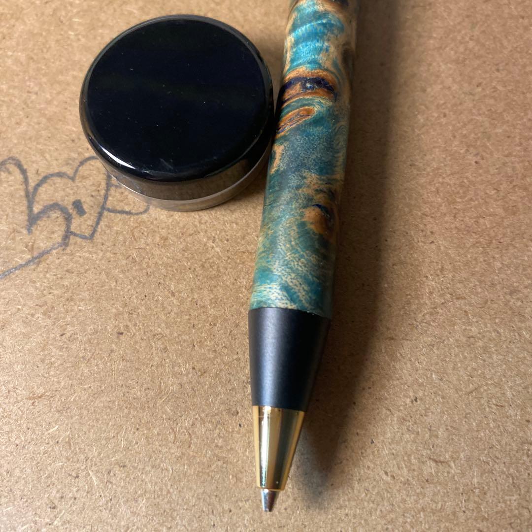 野原工芸似シャーペンBLUEスタビライズドウッド・ポプラ瘤杢 木軸ペン