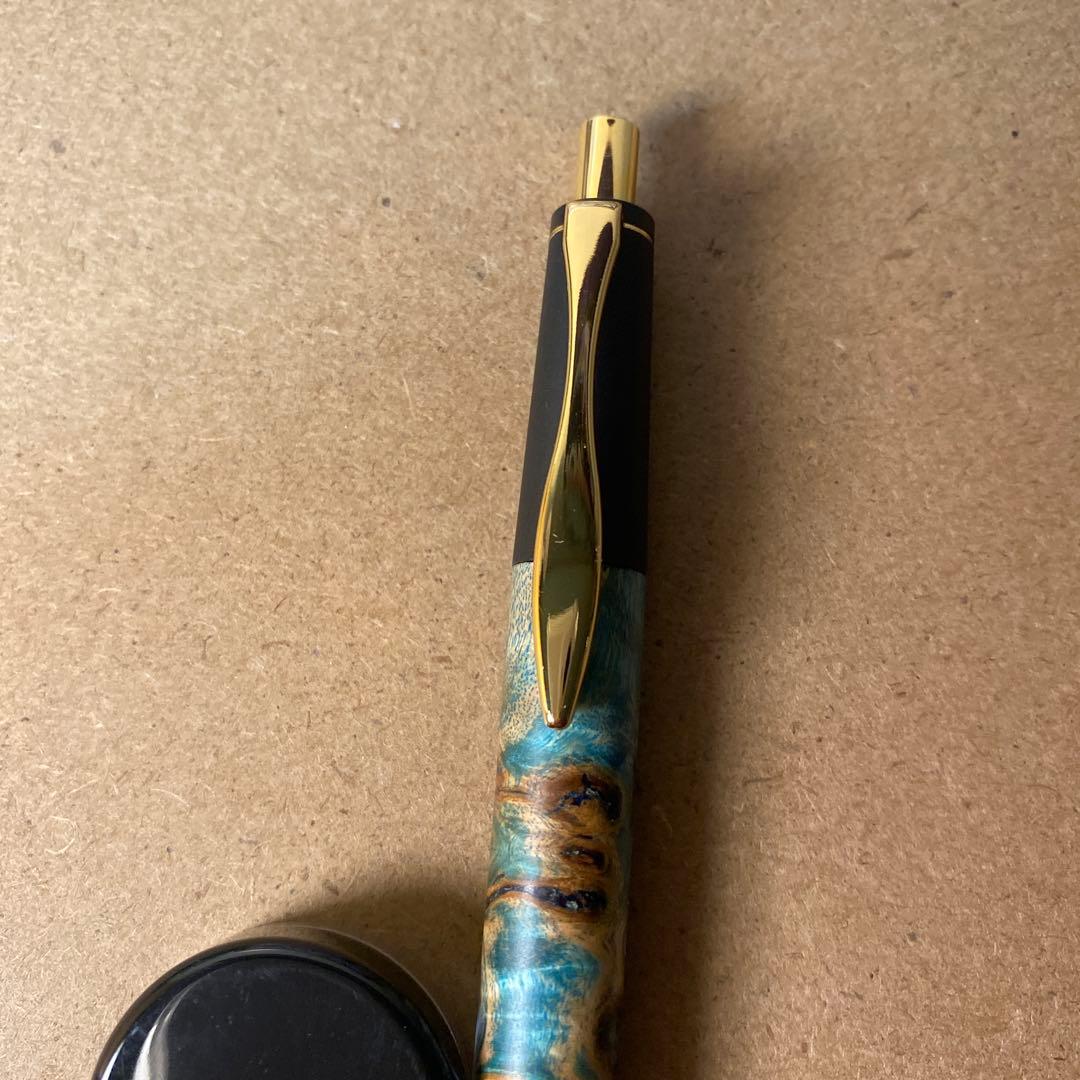 野原工芸似シャーペンBLUEスタビライズドウッド・ポプラ瘤杢 木軸ペン