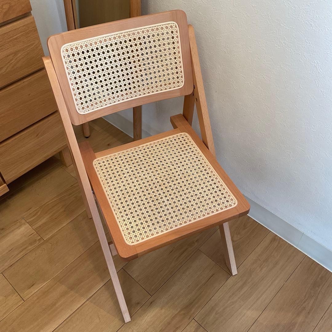 フォールディングチェア　折り畳みチェア　ラタンチェア　新品未使用品