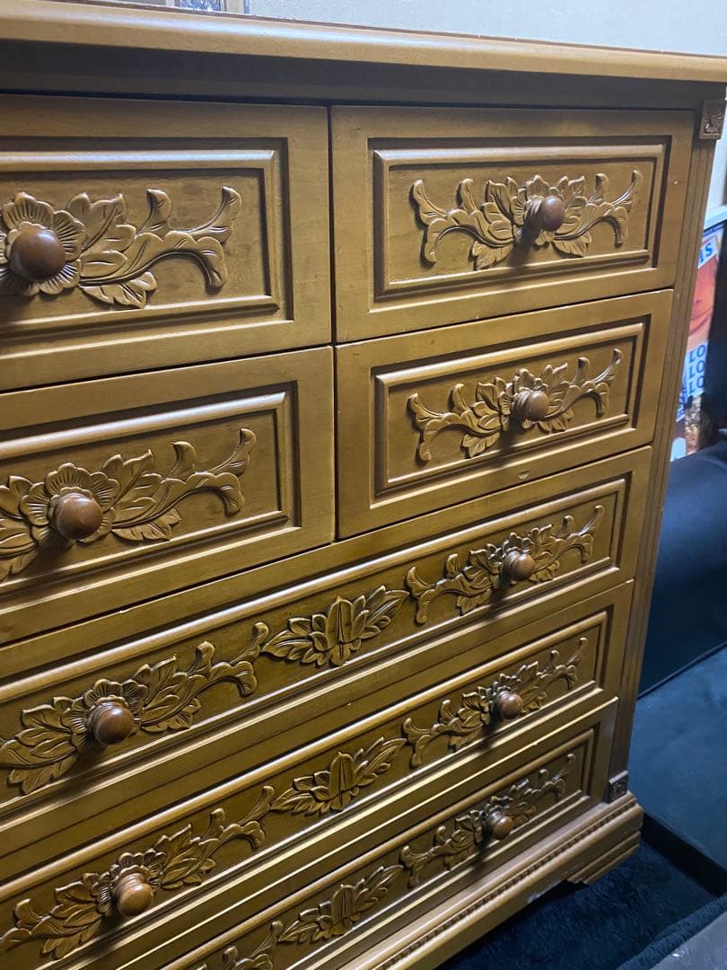 最高級♦️ヴィンテージ チェスト♦️豪華絢爛 美術品の様な3面彫刻♦️美品♦️送料込