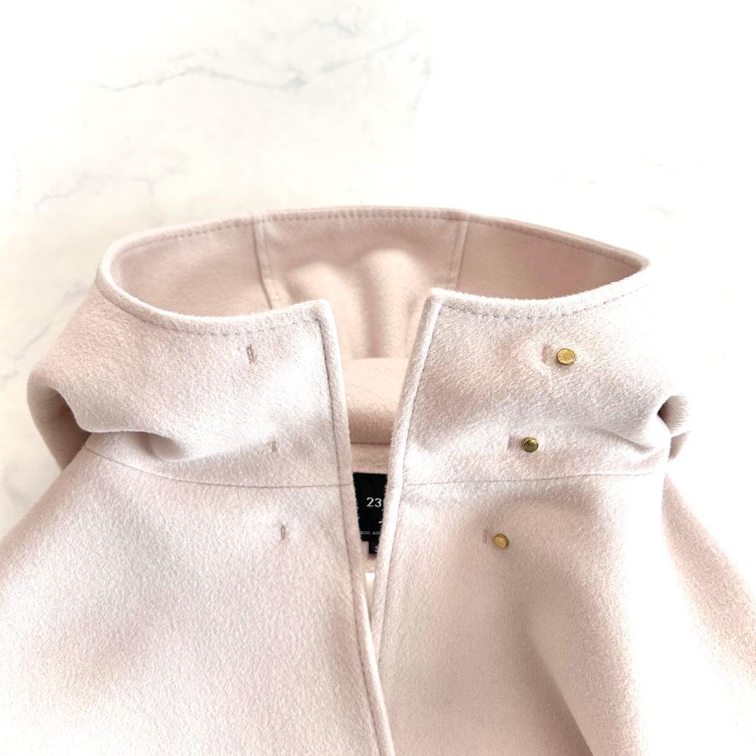 ま*ゃ様 近年 23区 ウールカシミヤ ビーバー フード付き ショートコート ベ