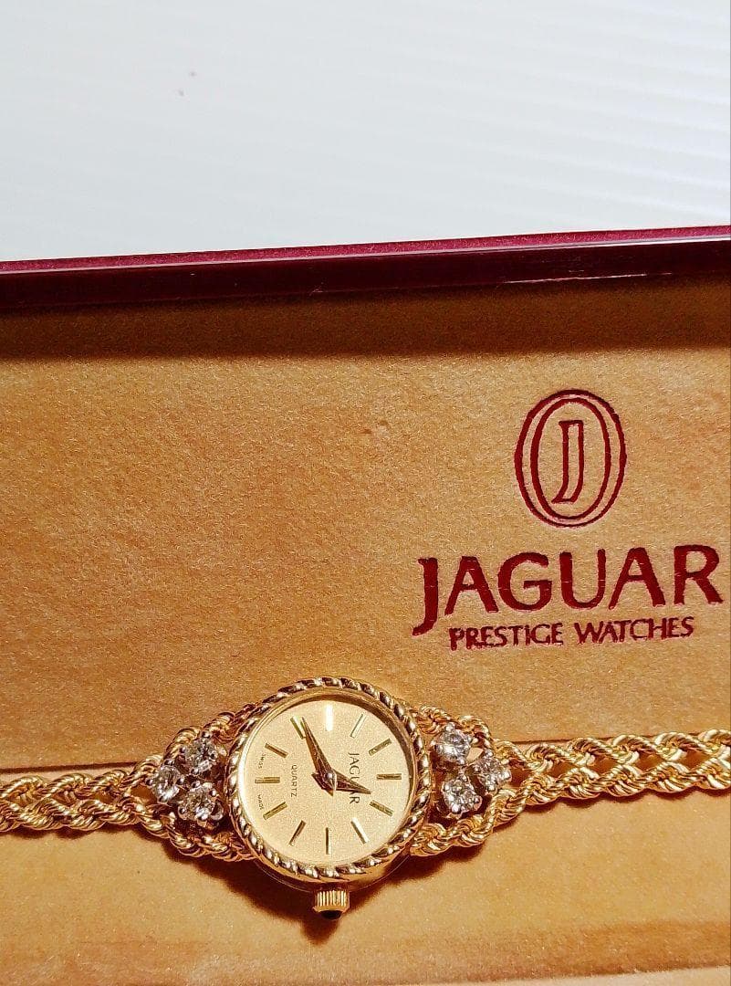 【希少】14金無垢　腕時計　レディース JAGUAR ダイヤ 6ピース
