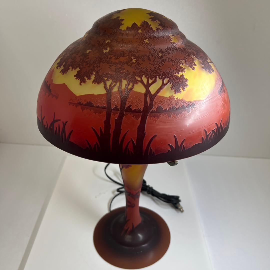 Ungureanu 湖水風景文　酸化腐食彫　大ランプ　高さ46㎝化粧共箱トヒルサ