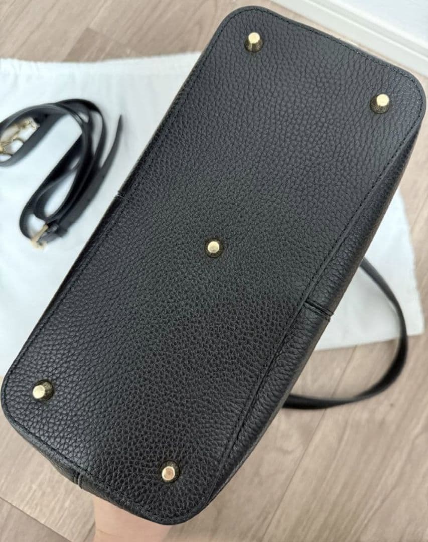 しま★ FURLA ブラックレザートートバッグ