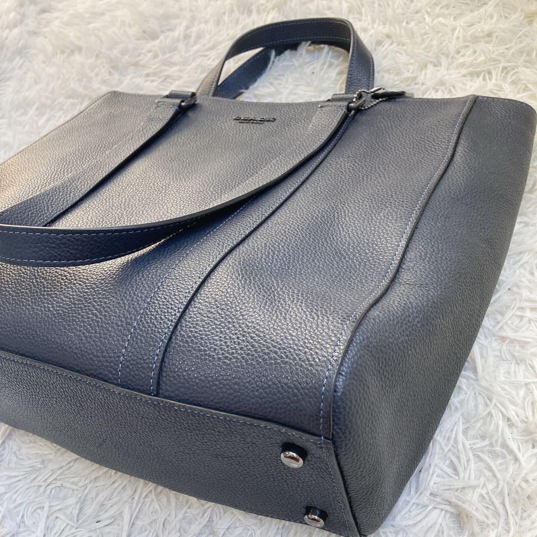 未使用級 coach ビジネス トート ダークネイビー ダブルハンドル