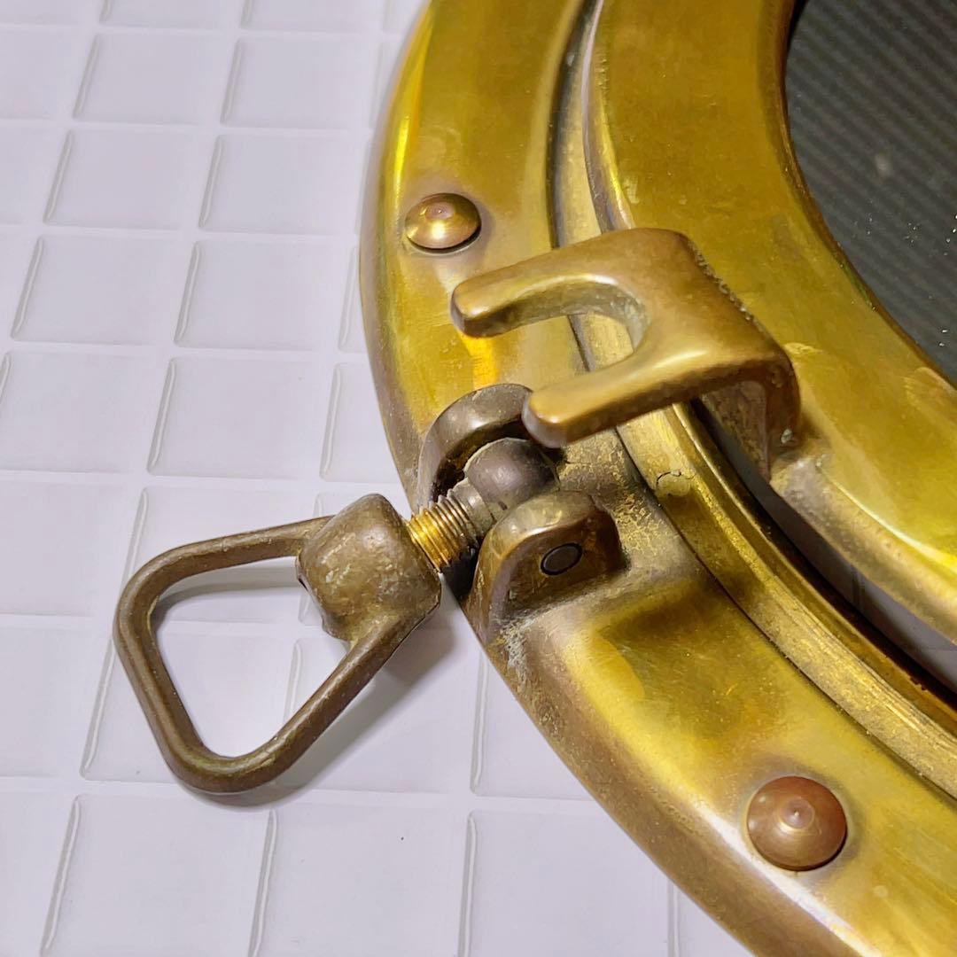 アンティーク風 船舶 真鍮（ブラス）丸窓舷窓ミラー