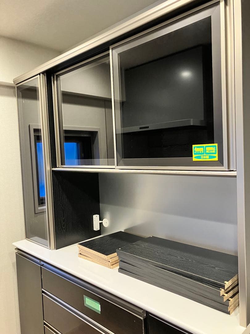 新品　ブラック　キッチン収納　食器棚　黒　150cm幅