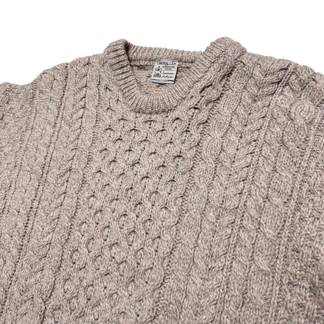 【美品】アイルランド製　インバーアラン　ケーブル網　ニット　サイズS