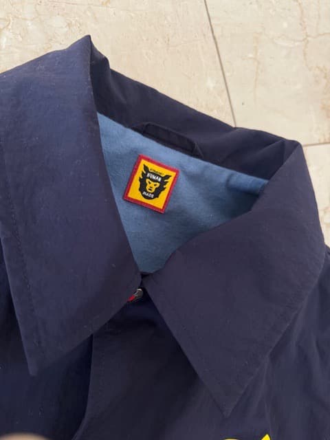 【美品】HUMAN MADE コーチジャケット M ネイビー 背面ビッグロゴ