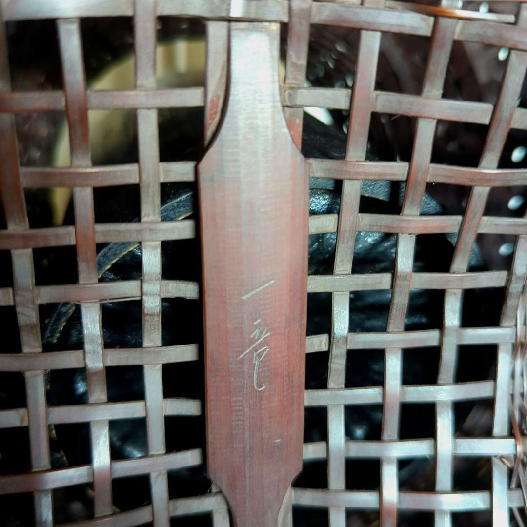 【民藝】虎竹花篭【一竜】在銘【牡丹篭】