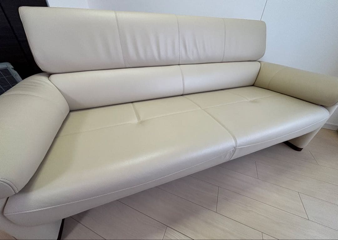 浜本工芸 革張地 3人掛けソファ