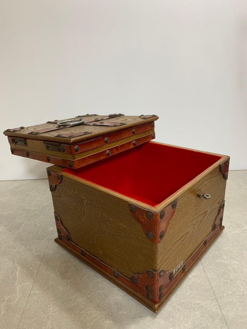 サンワインテリア 木製トランクBOX アンティーク 小物入 裁縫箱 コレクション