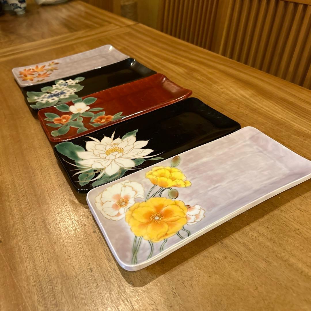 京焼 清水焼　陶葊 陶あん とうあん作　四季花　長皿揃え　希少
