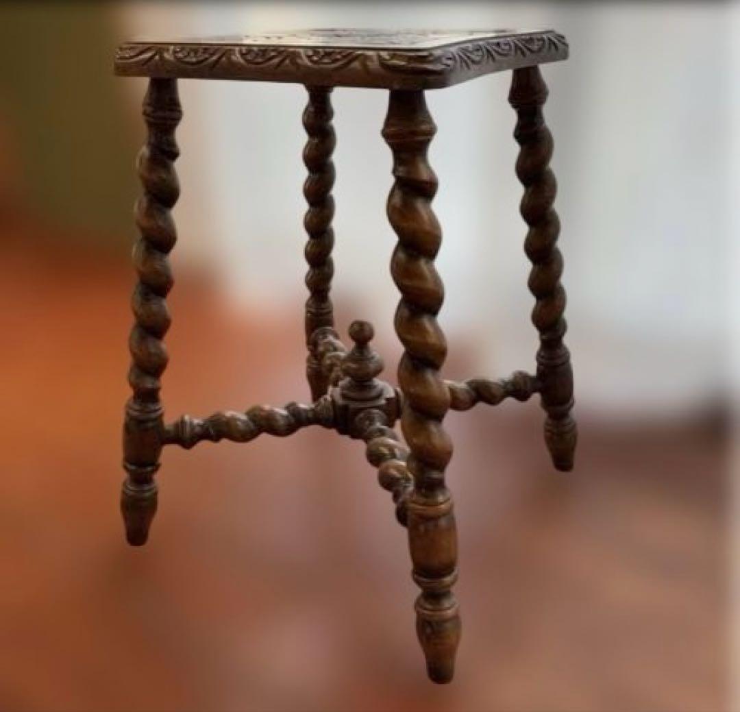 お値下げ‼️美品！英国製アンティーク　スツール 椅子　お洒落　オーク無垢材 木製