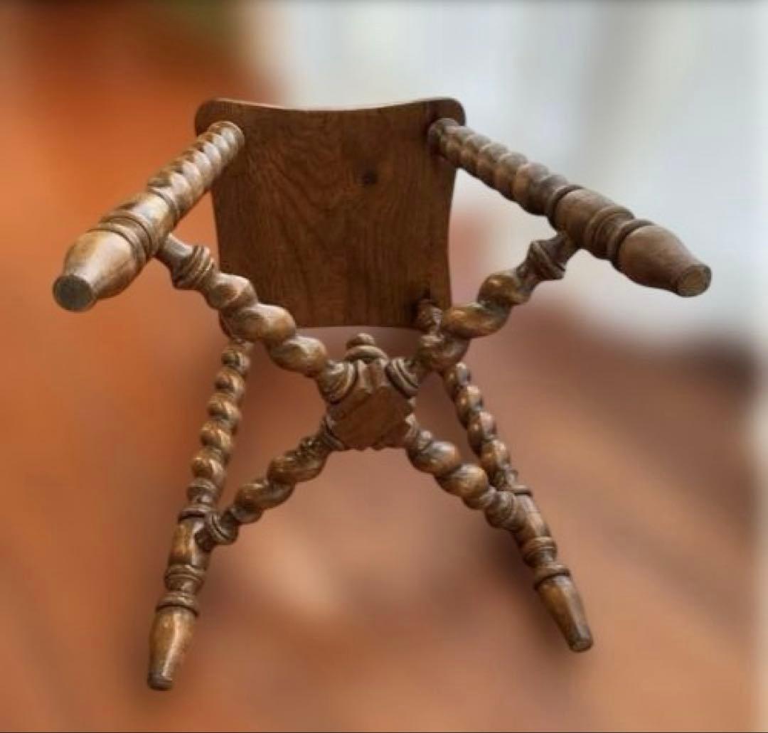 お値下げ‼️美品！英国製アンティーク　スツール 椅子　お洒落　オーク無垢材 木製