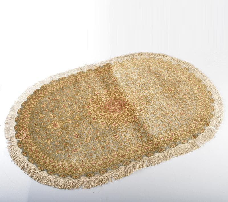 イラン製　ペルシャ絨毯　段通　絹100％　58×90cm　G　R5236B