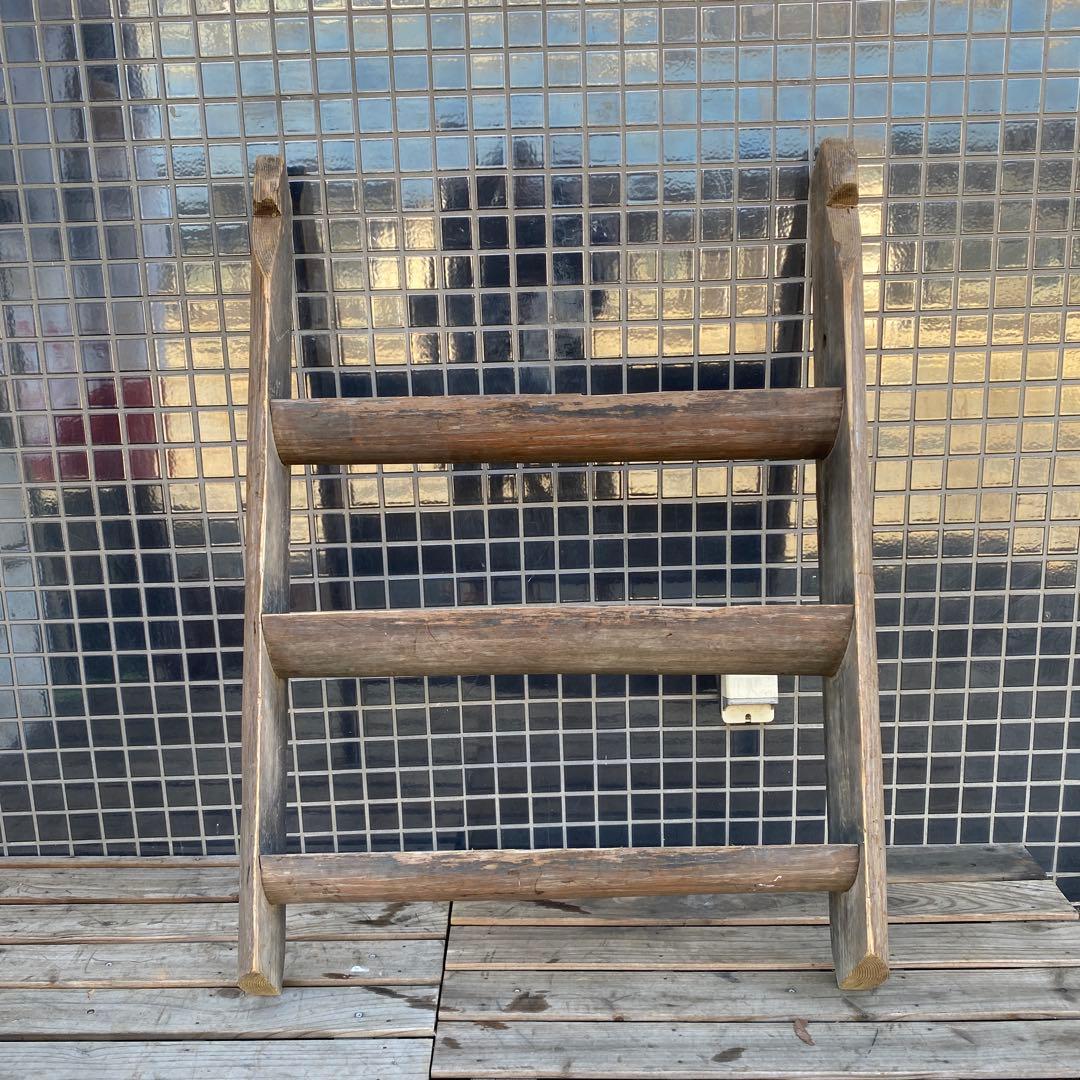 昭和レトロ 時代物 木製梯子 階段 店舗什器 花台 インテリア 古家具 古民家