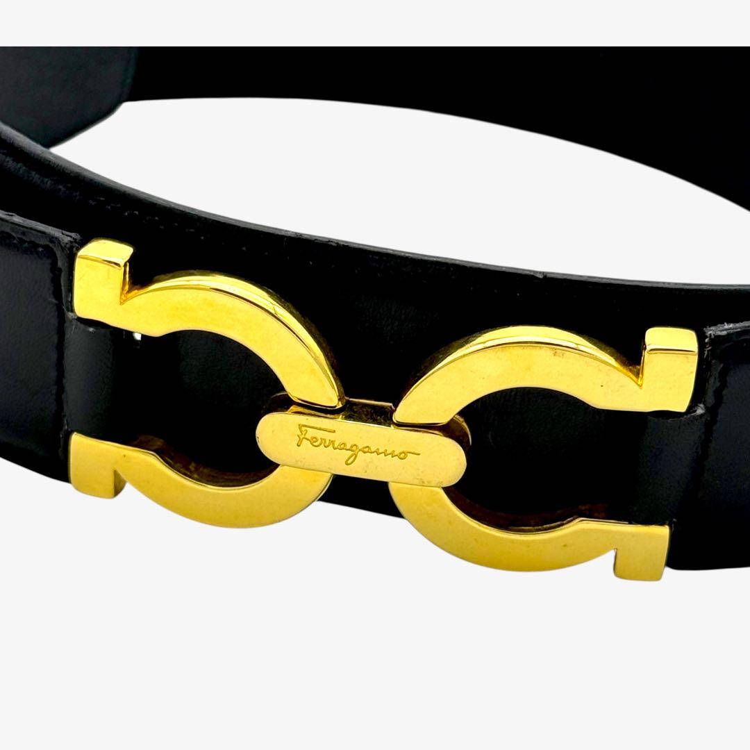 【美品】サルヴァトーレ　フェラガモ ベルト　ガンチーニ レザー ブラック