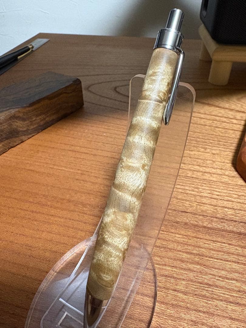 548極上　マーブルウッド　瘤杢　縮杢　木軸シャーペン　ボールペン