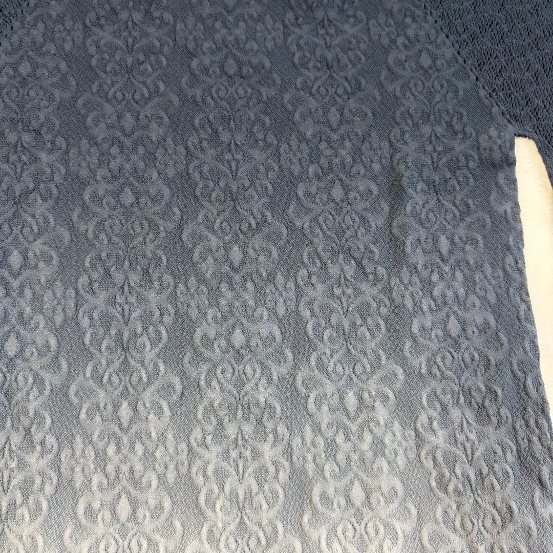 【新品】グラデーションクルーニットトップ 長袖 ノーソーイングニット チャコット