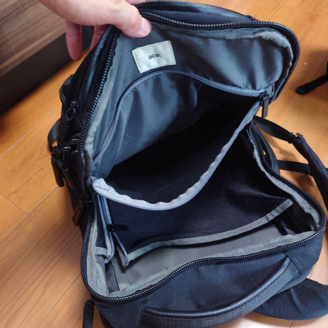 【美品】ace製　ブラックナイロンビジネスリュック