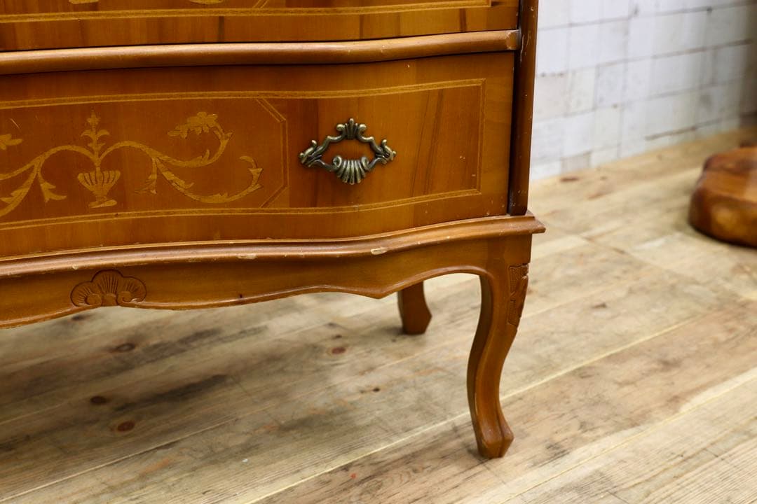 GMIK515○イタリア製 トールチェスト 引出し収納家具 象嵌細工