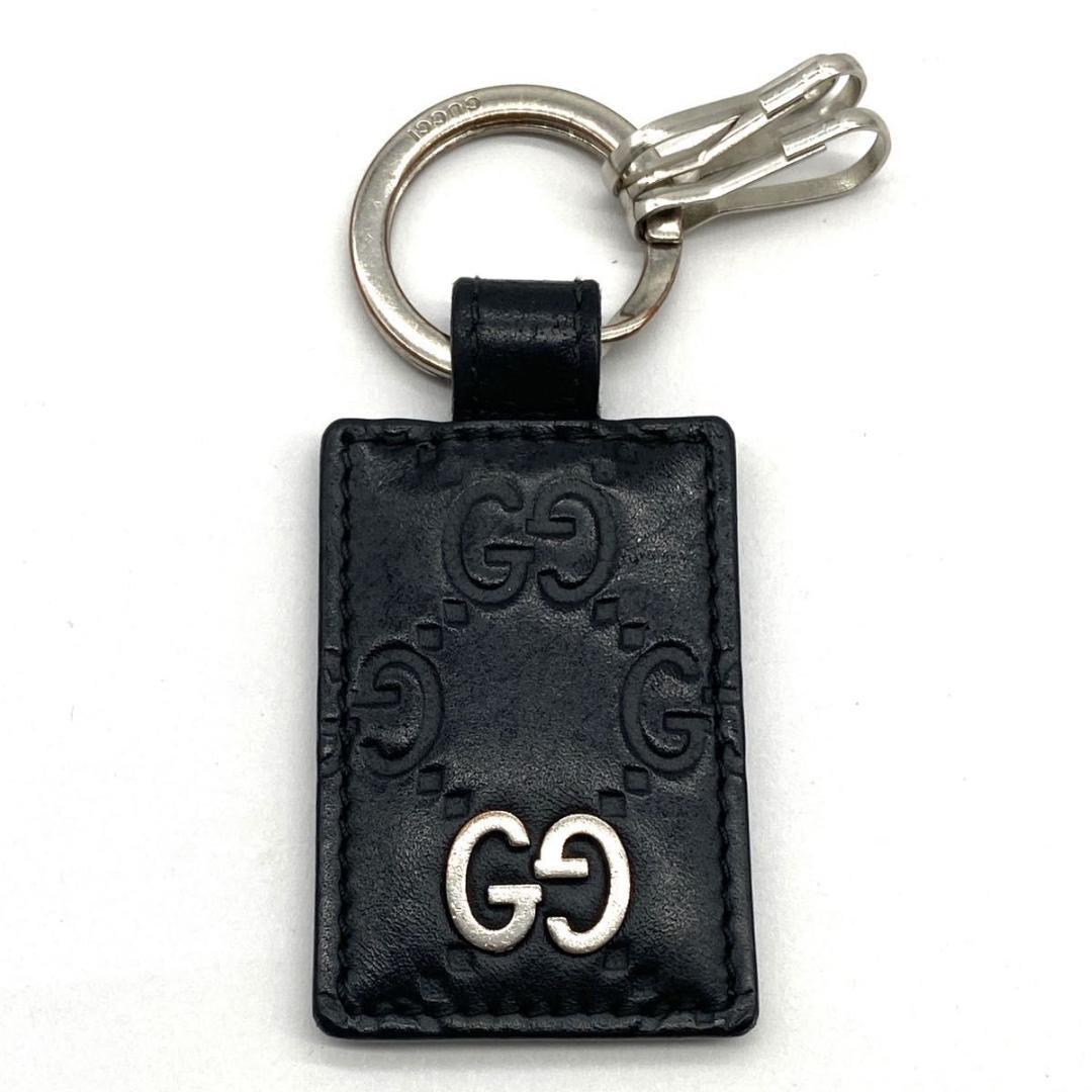 【極美品】GUCCI　シマ　GG　キーリング　ブラック　インターロッキング