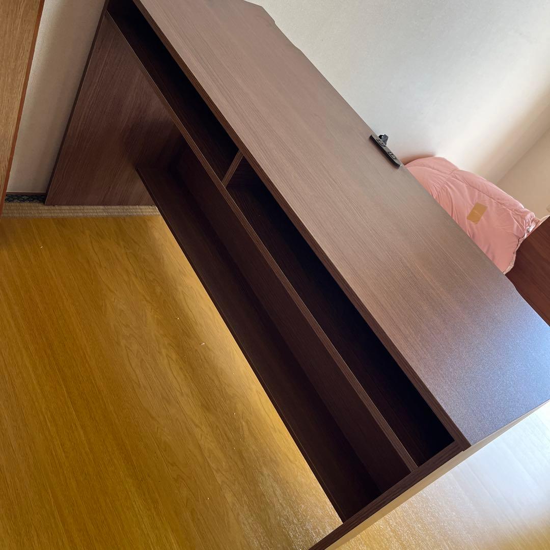 パソコンデスク　ブラウン　奥行45cm タップ収納