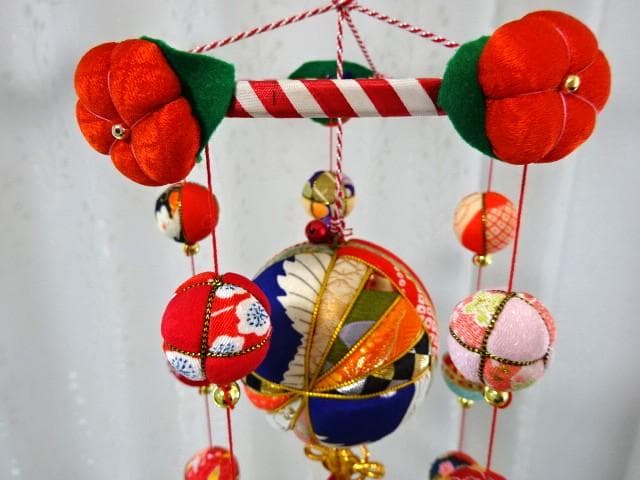 【1】縁起の良い　柳川さげもん　木目込み鞠　吊るし飾り　ハンドメイド　ひな祭り