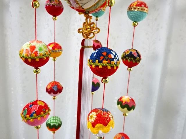 【1】縁起の良い　柳川さげもん　木目込み鞠　吊るし飾り　ハンドメイド　ひな祭り