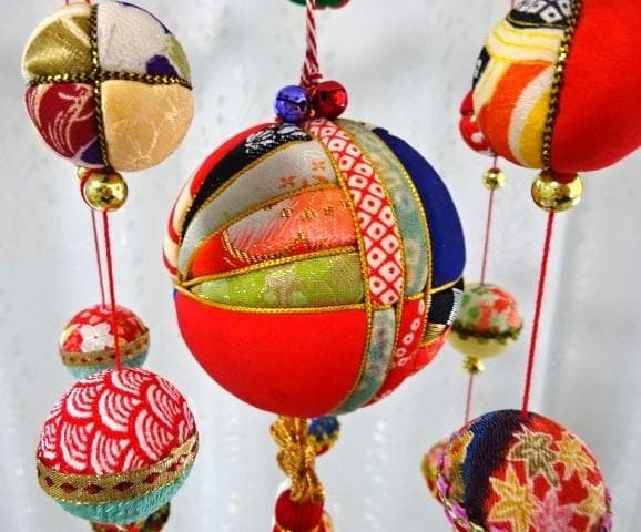 【1】縁起の良い　柳川さげもん　木目込み鞠　吊るし飾り　ハンドメイド　ひな祭り